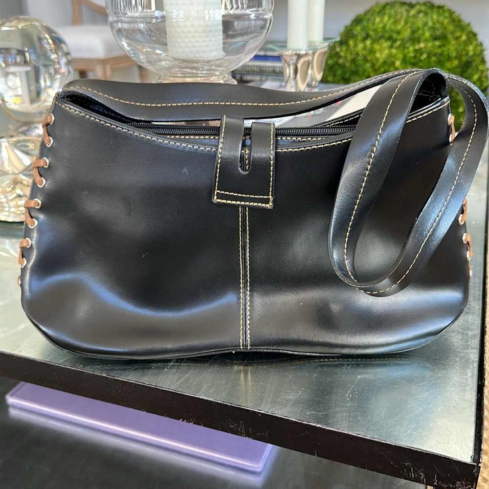 Tiffany & Fred Paris Leather Satchel Black/Tan - Picture 3 of 12